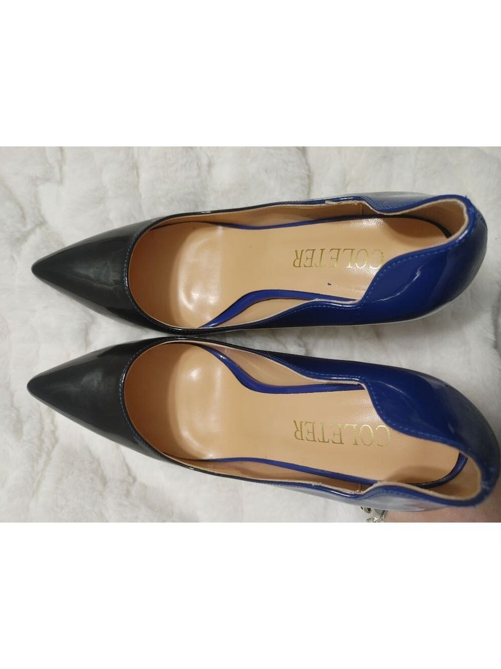 Women's COLETER Black to Blue Fade Patent Leather Pointed Toe Stilleto Heels 7 - Picture 9 of 12